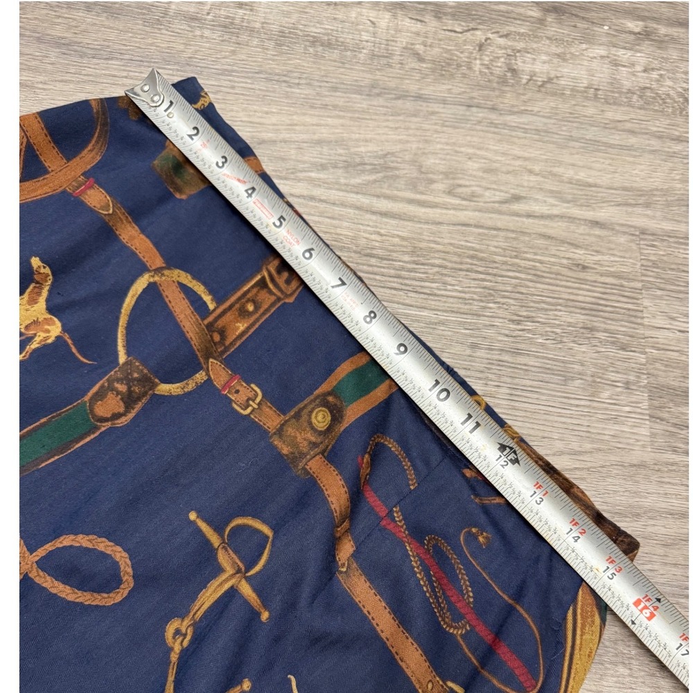 Pendleton Petite Equestrian Print Midi Skirt Navy Blue Horse Saddle Rayon Sz 12 - Picture 5 of 12